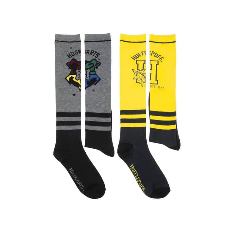 Quidditch Hufflepuff and Hogwarts Grey Pack of 2 Pairs Knee High